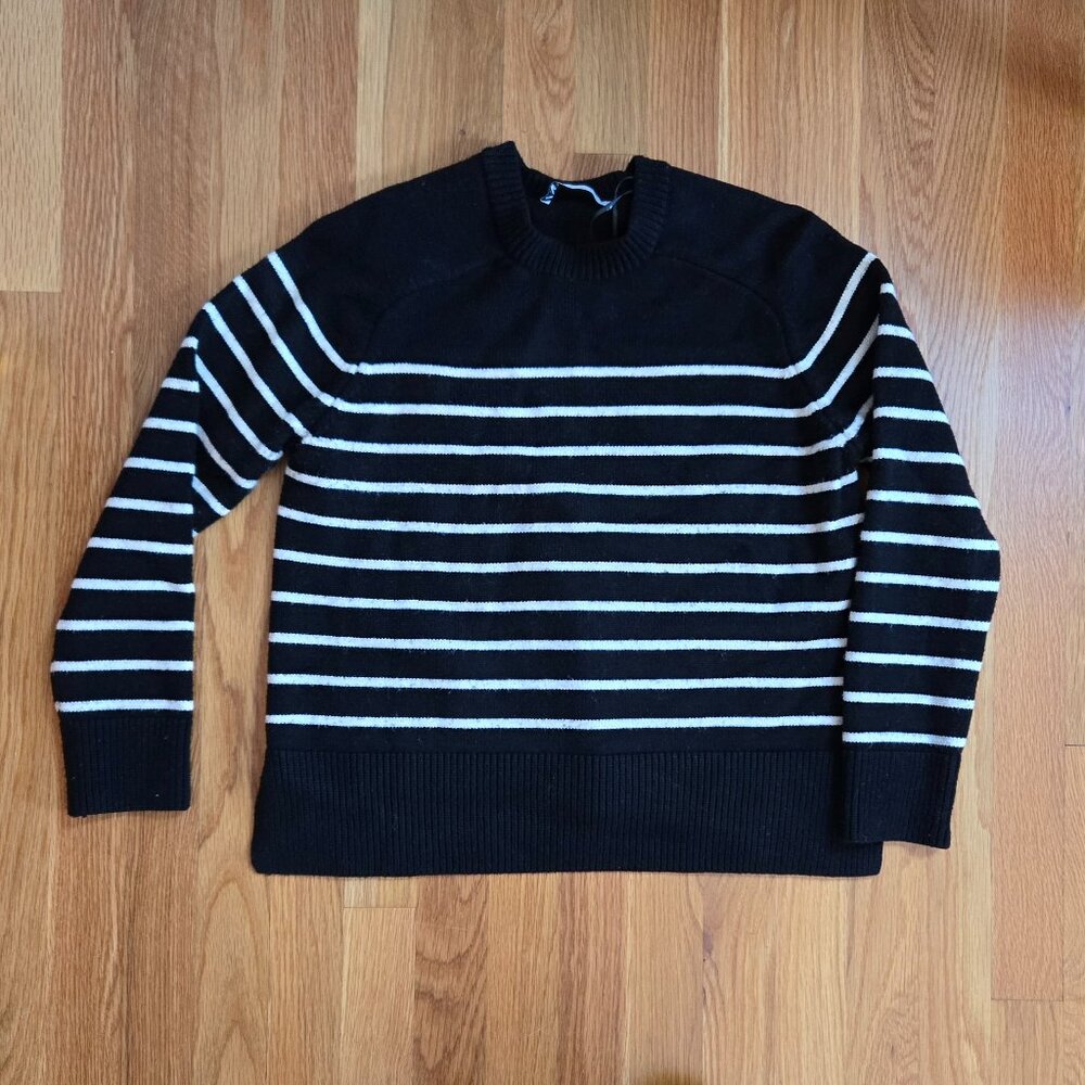 Zara Black with White Striped Sweater Size M